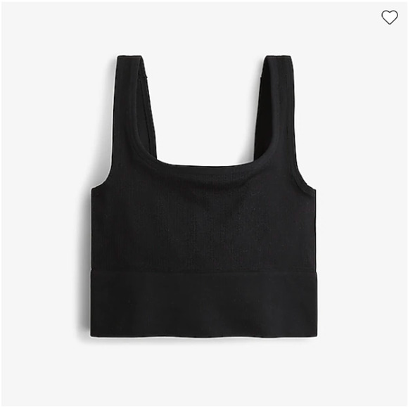 J. Crew SculptStretch Squareneck Longline Ribbed Sports Bra XS NWT black